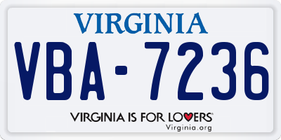 VA license plate VBA7236