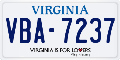 VA license plate VBA7237
