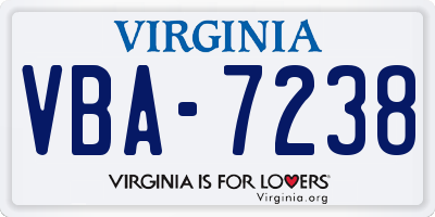 VA license plate VBA7238
