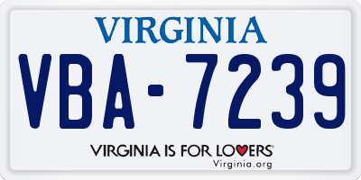 VA license plate VBA7239