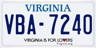 VA license plate VBA7240