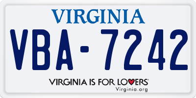 VA license plate VBA7242