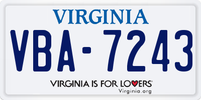 VA license plate VBA7243