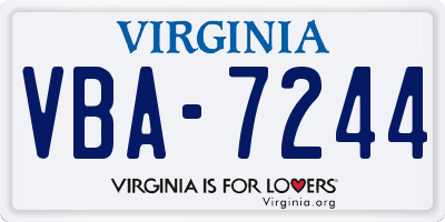 VA license plate VBA7244