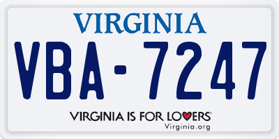 VA license plate VBA7247