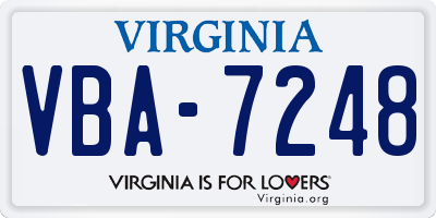 VA license plate VBA7248