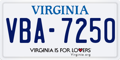 VA license plate VBA7250