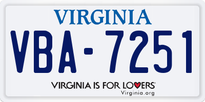 VA license plate VBA7251