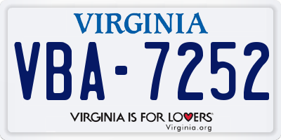 VA license plate VBA7252