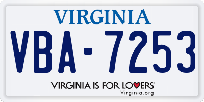VA license plate VBA7253