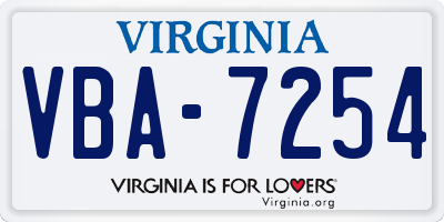 VA license plate VBA7254
