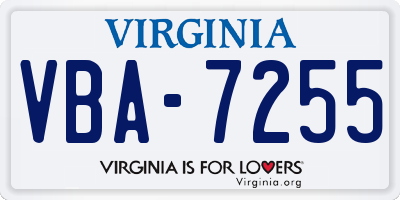 VA license plate VBA7255