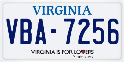 VA license plate VBA7256