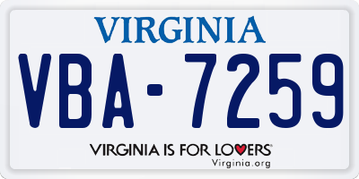 VA license plate VBA7259