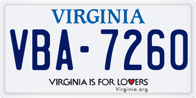 VA license plate VBA7260