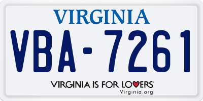 VA license plate VBA7261