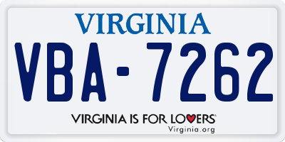 VA license plate VBA7262