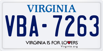 VA license plate VBA7263
