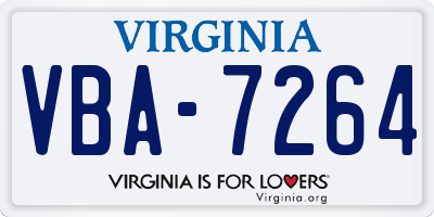 VA license plate VBA7264
