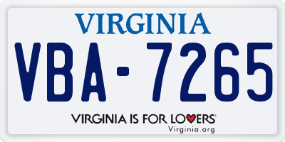 VA license plate VBA7265