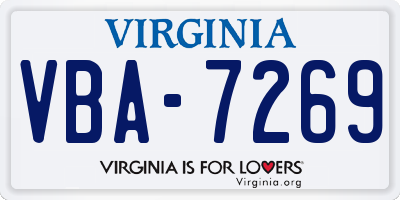 VA license plate VBA7269