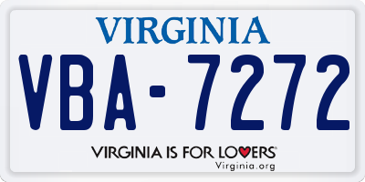VA license plate VBA7272