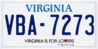 VA license plate VBA7273