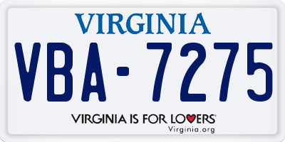 VA license plate VBA7275