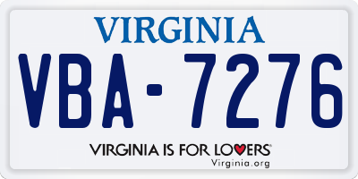 VA license plate VBA7276