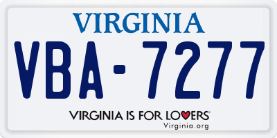 VA license plate VBA7277
