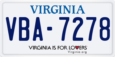 VA license plate VBA7278