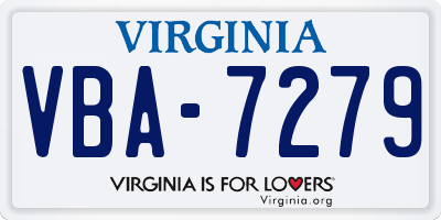 VA license plate VBA7279