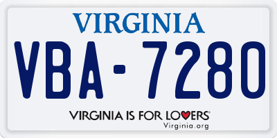 VA license plate VBA7280