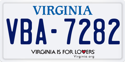 VA license plate VBA7282