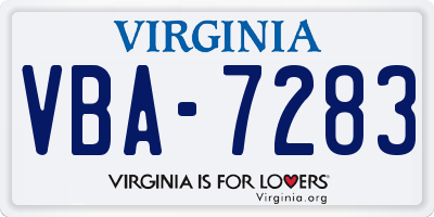 VA license plate VBA7283