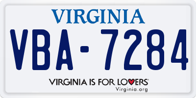 VA license plate VBA7284
