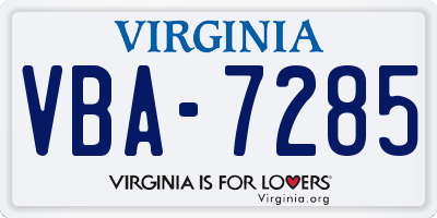 VA license plate VBA7285