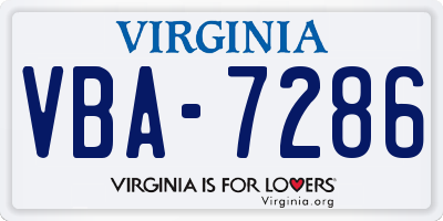 VA license plate VBA7286