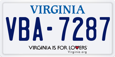 VA license plate VBA7287