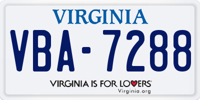 VA license plate VBA7288