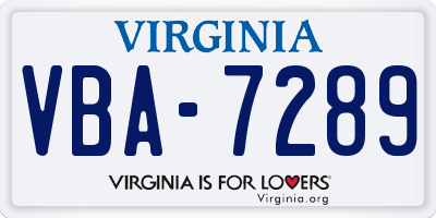 VA license plate VBA7289