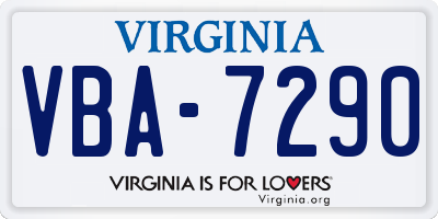 VA license plate VBA7290
