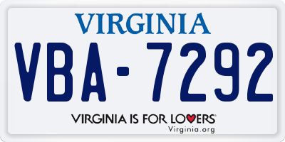 VA license plate VBA7292
