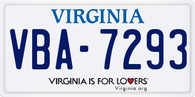 VA license plate VBA7293