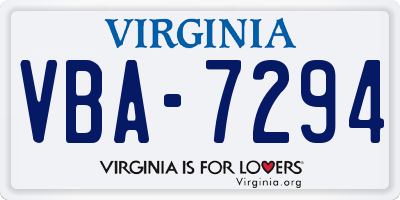VA license plate VBA7294