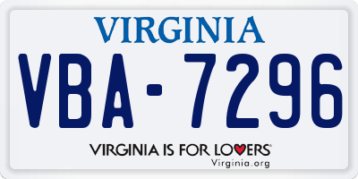 VA license plate VBA7296