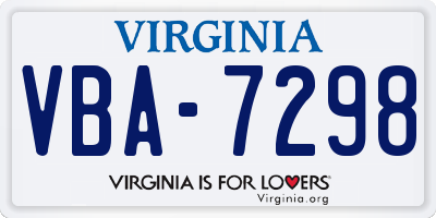 VA license plate VBA7298