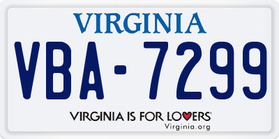 VA license plate VBA7299