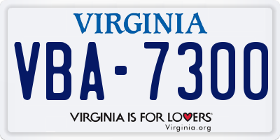 VA license plate VBA7300