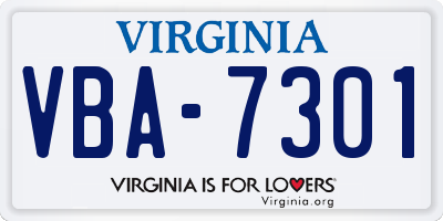 VA license plate VBA7301